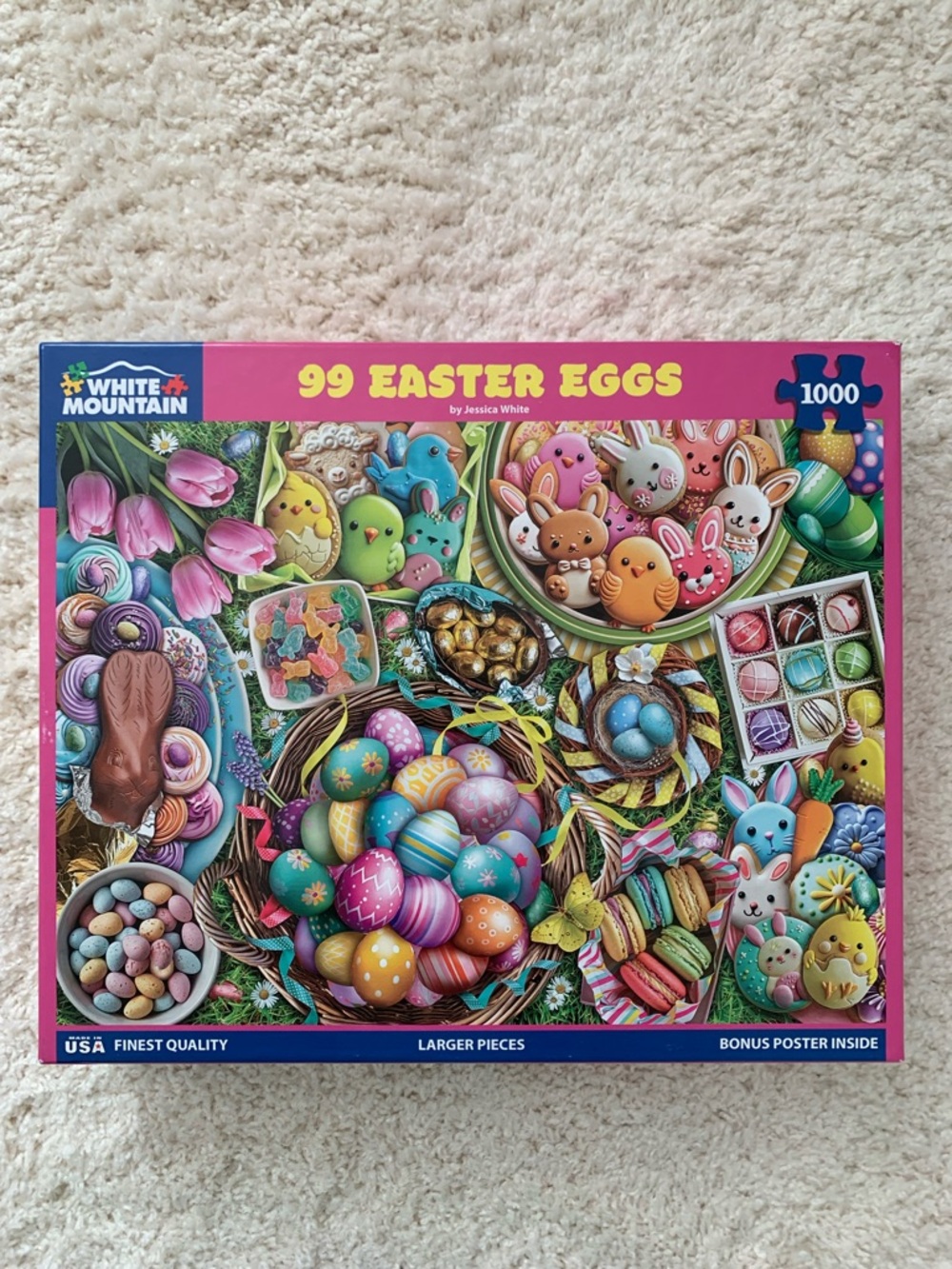 White Mountain Easter Eggs Puzzle - Pink & Pastel Multicolor